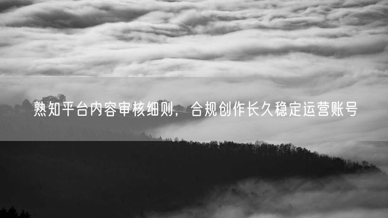 熟知平台内容审核细则，合规创作长久稳定运营账号