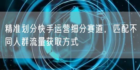 精准划分快手运营细分赛道，匹配不同人群流量获取方式