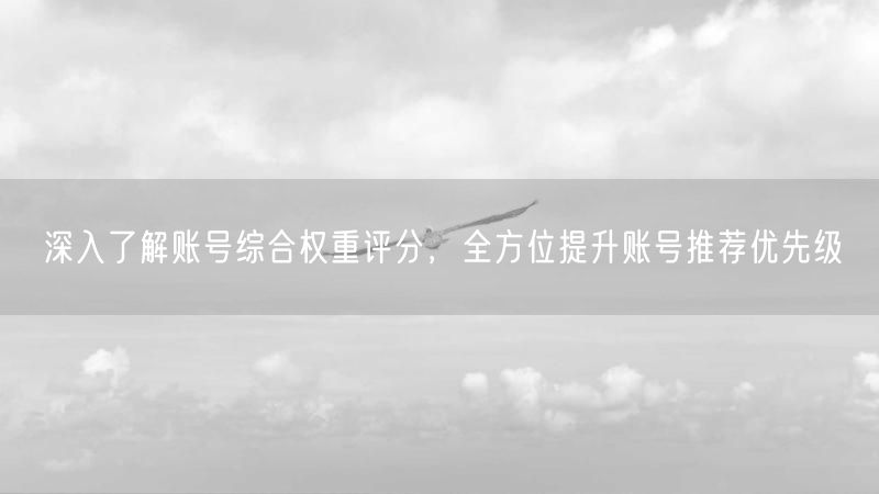 掌握账号综合权重评分，快速提升账号推荐优先级