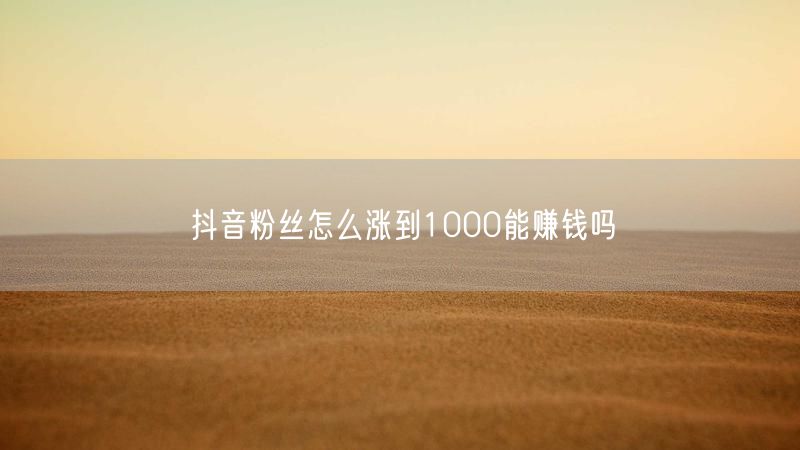 抖音粉丝怎么涨到1000能赚钱吗
