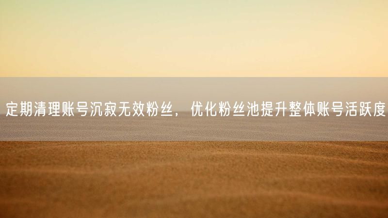 定期清理账号沉寂无效粉丝，优化粉丝池提升整体账号活跃度