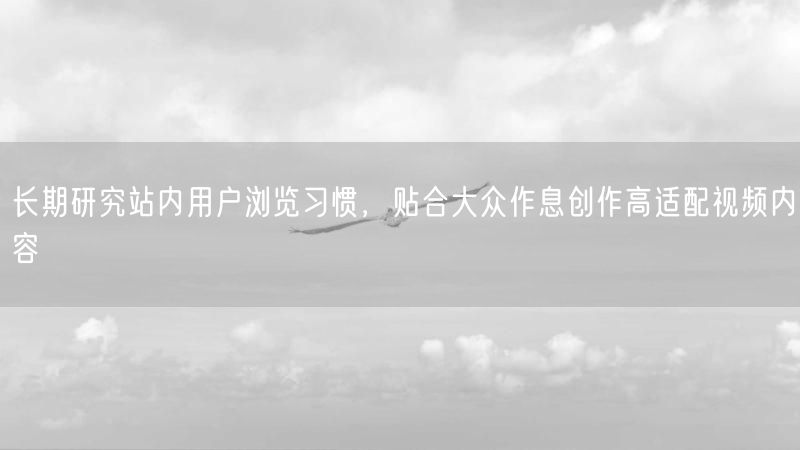 长期研究站内用户浏览习惯，贴合大众作息创作高适配视频内容