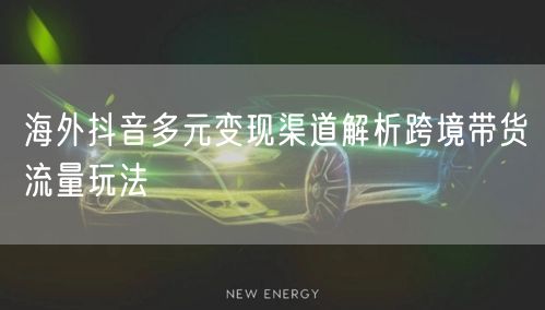 海外抖音多元变现渠道解析跨境带货流量玩法