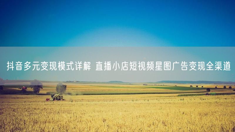 抖音多元变现模式详解 直播小店短视频星图广告变现全渠道