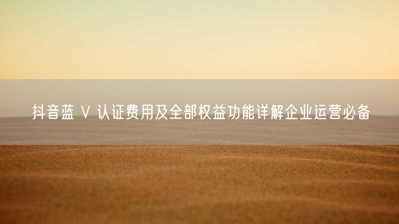 抖音蓝 V 认证费用及全部权益功能详解企业运营必备