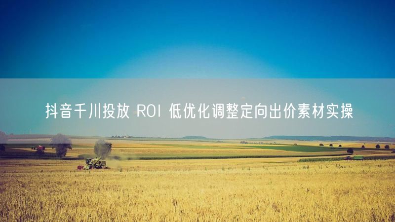 抖音千川投放 ROI 低优化调整定向出价素材实操