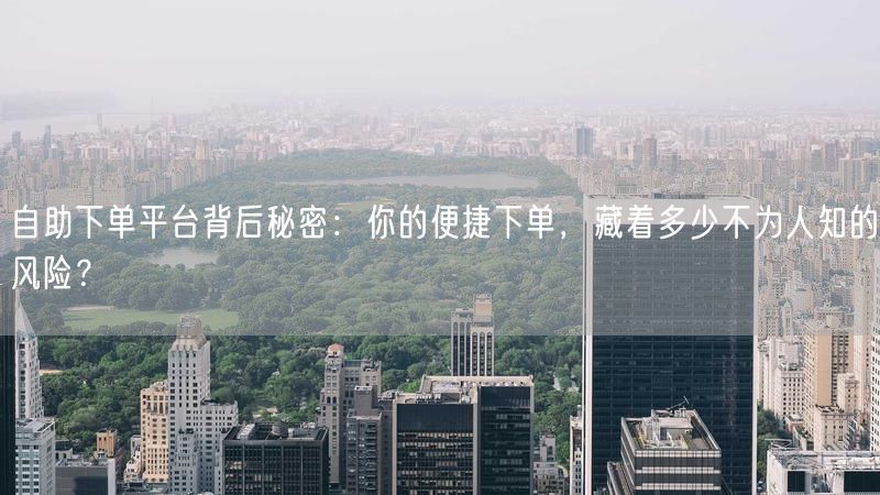 自助下单平台背后秘密：你的便捷下单，藏着多少不为人知的风险？