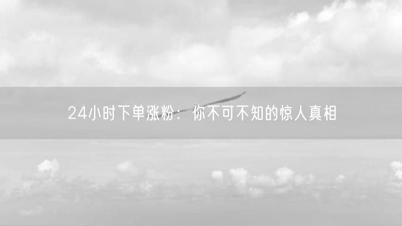 24小时下单涨粉：你不可不知的惊人真相