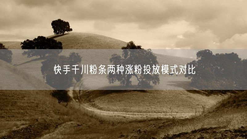 快手千川粉条：3种涨粉投放模式深度对比