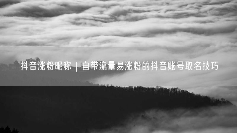 抖音涨粉昵称｜自带流量易涨粉的抖音账号取名技巧