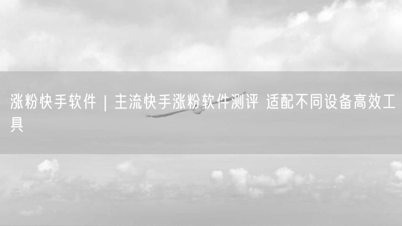 涨粉快手软件｜主流快手涨粉软件测评 适配不同设备高效工具