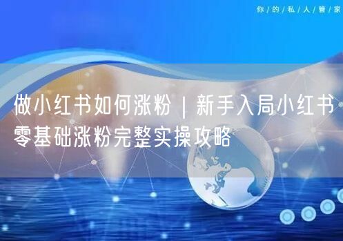 做小红书如何涨粉｜新手入局小红书零基础涨粉完整实操攻略