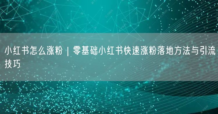 小红书怎么涨粉｜零基础小红书快速涨粉落地方法与引流技巧