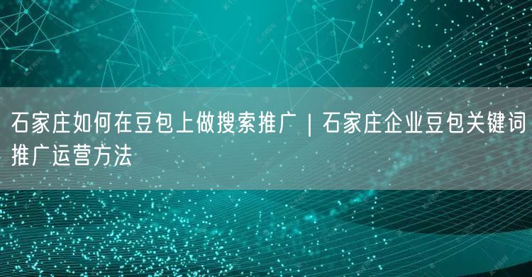 石家庄企业必看：豆包关键词推广运营实操攻略