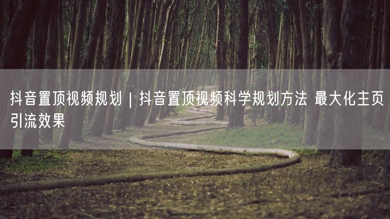 抖音置顶视频规划｜抖音置顶视频科学规划方法 最大化主页引流效果