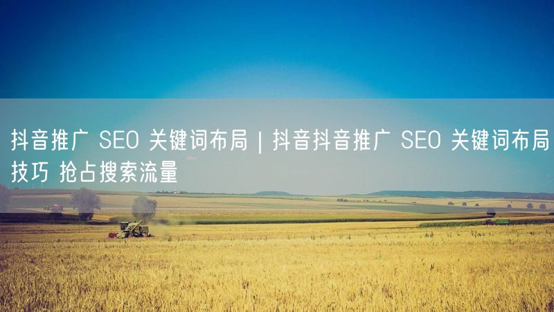 抖音推广 SEO 关键词布局｜抖音抖音推广 SEO 关键词布局技巧 抢占搜索流量