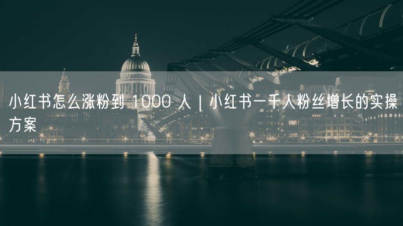 小红书怎么涨粉到 1000 人｜小红书一千人粉丝增长的实操方案